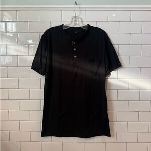 Men's Black Henley Short Sleeve Shirt